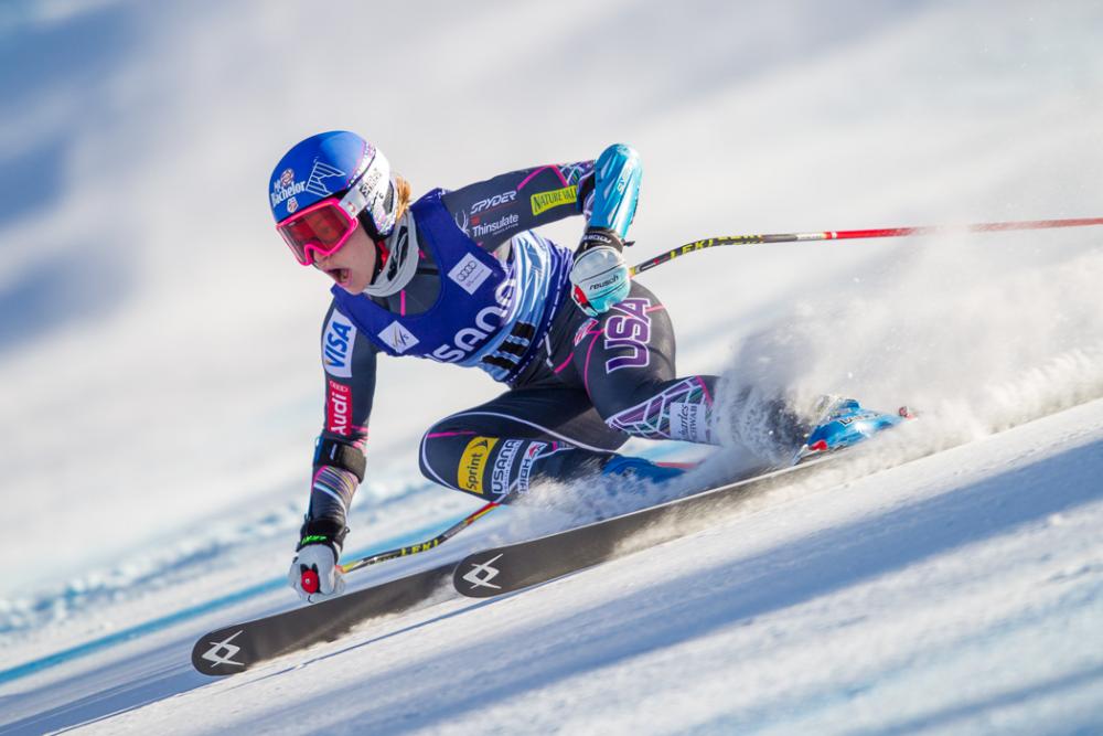 Ross flies down the face of a mountain at 75 miles per hour (photo courtesy of Cody Downard Photography)