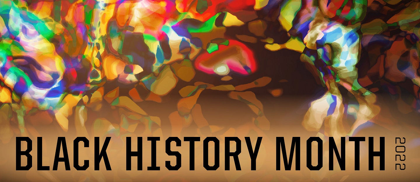 Black History Month 2022 over a patterned background