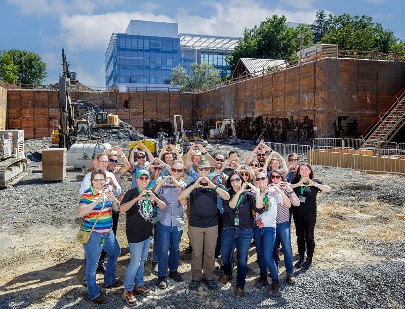 Knight Campus staff inside the building 2 pit