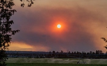 sun turns red from smoke haze