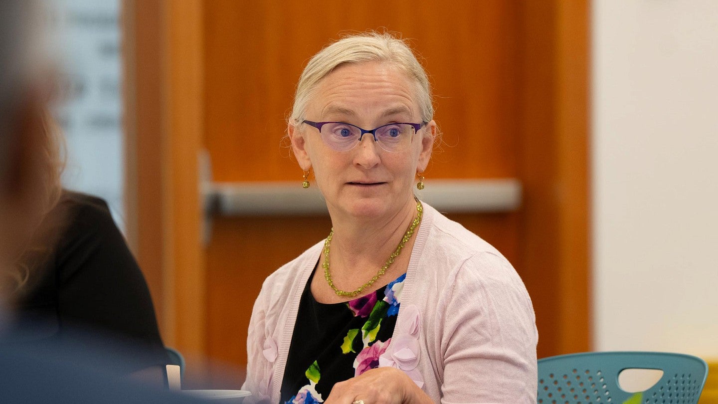 Jennifer Reuf speaks during the NSF director's visit