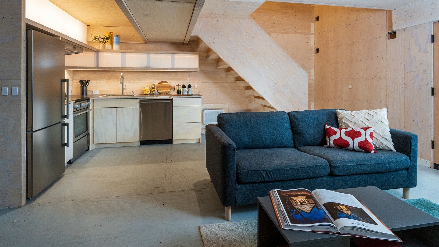 Interior of innovative home built by University of Oregon design team