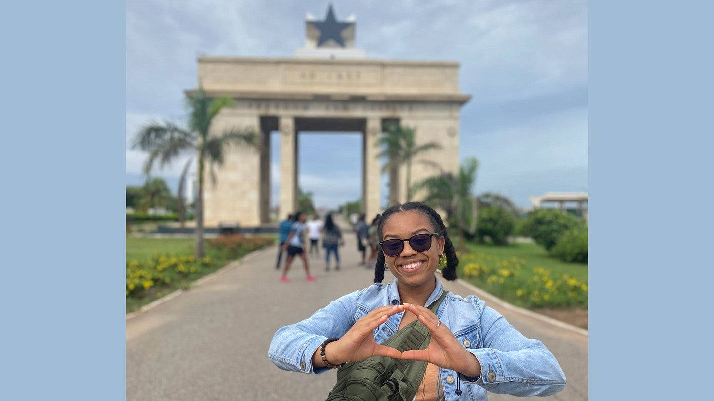 Amaya Clark at Black Star Gate in Ghana