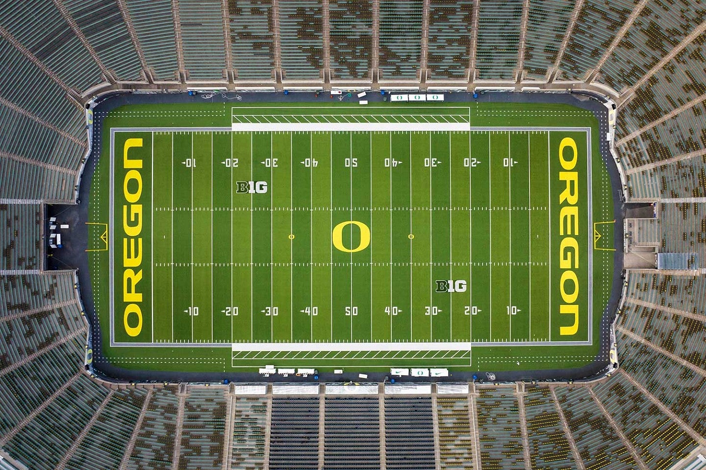 the field at Autzen Stadium aerial view