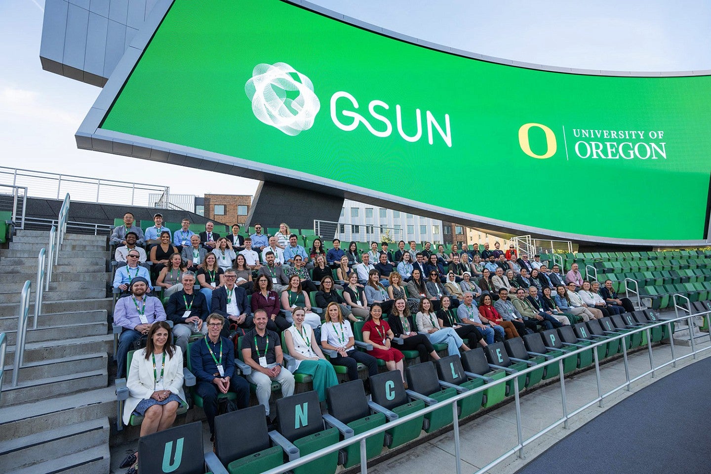 GSUN participants seated in Hayward Field