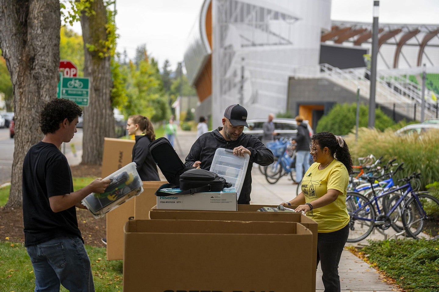 people put items into boxes during 2024 move-in day