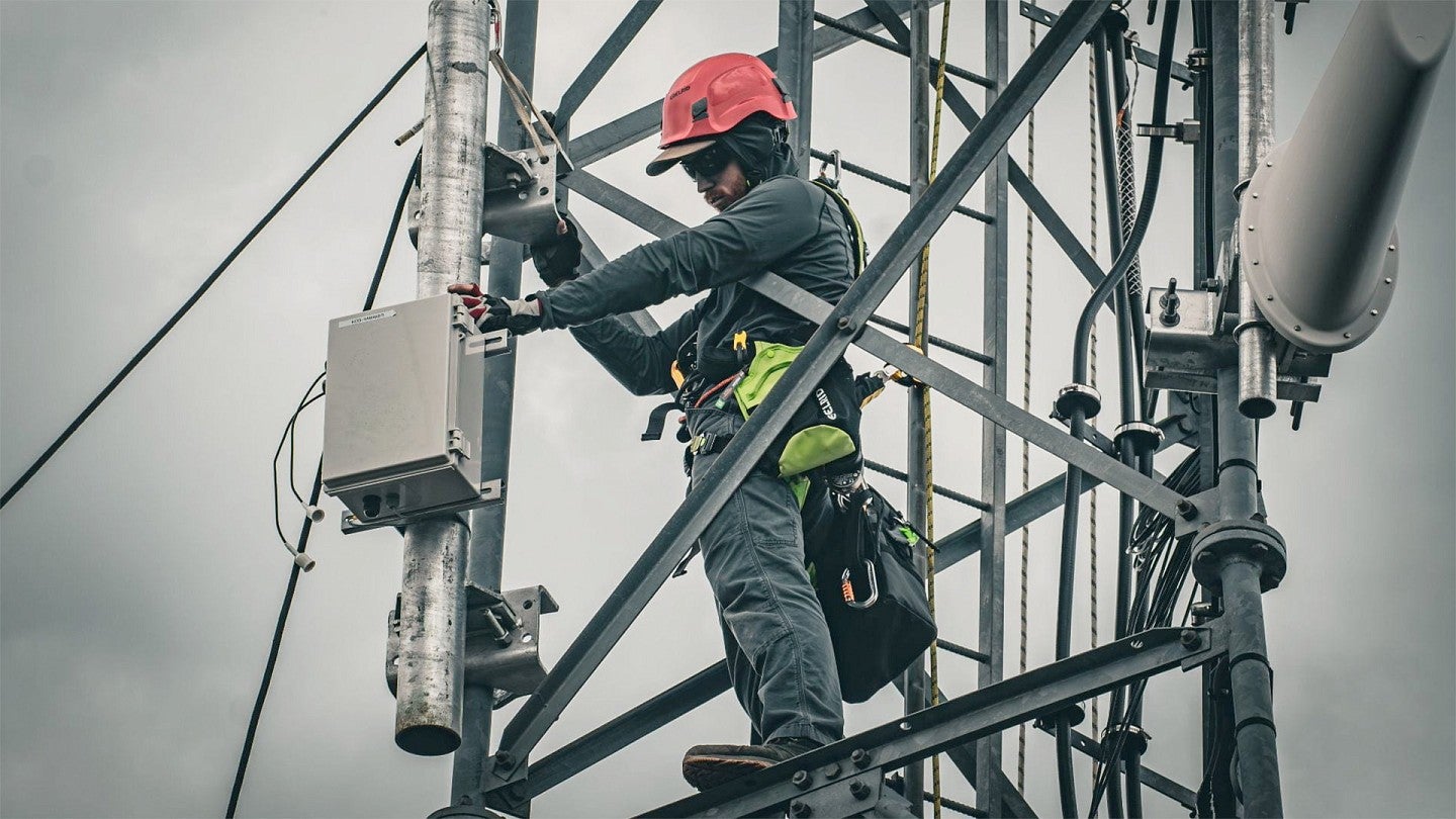 Technician on a remote communications tower