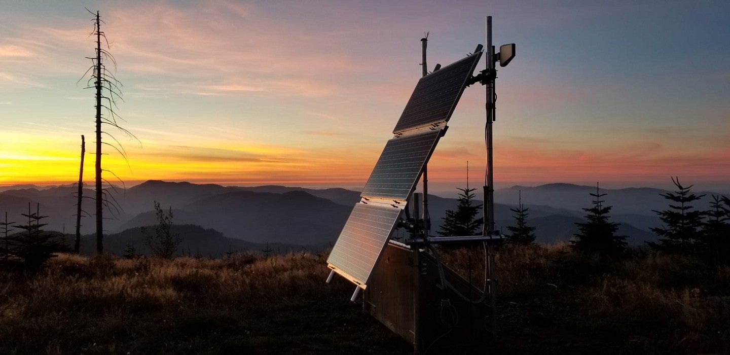 A solar-powered seismograph station in the Oregon Cascades