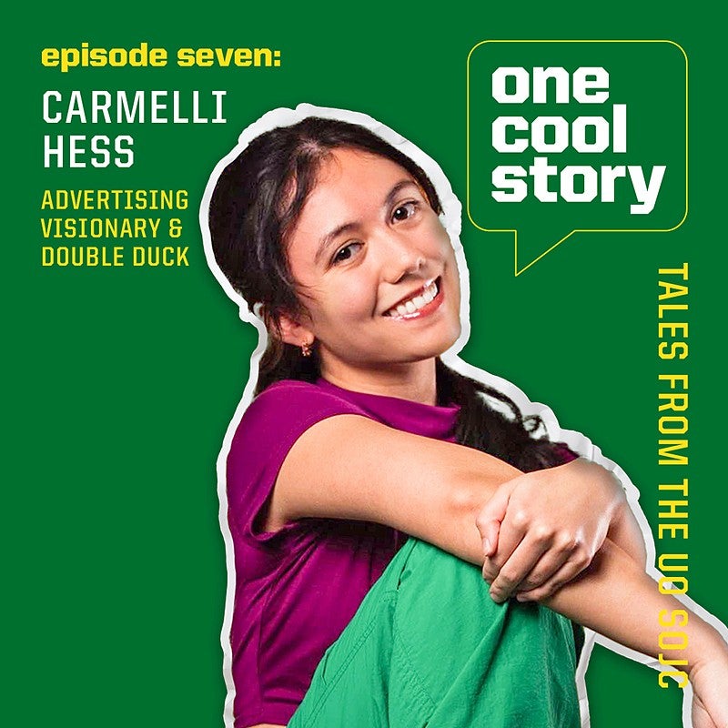 One Cool Story podcast episode graphic featuring advertising visionary and double Duck Carmelli Hess