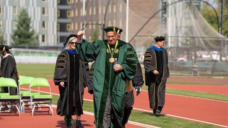 President Scholz and trustees in their ceremonial robes during convocation