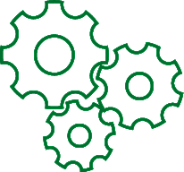 line drawing of three gears