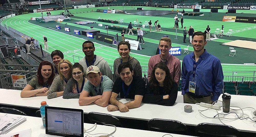 students at USA indoor track trials