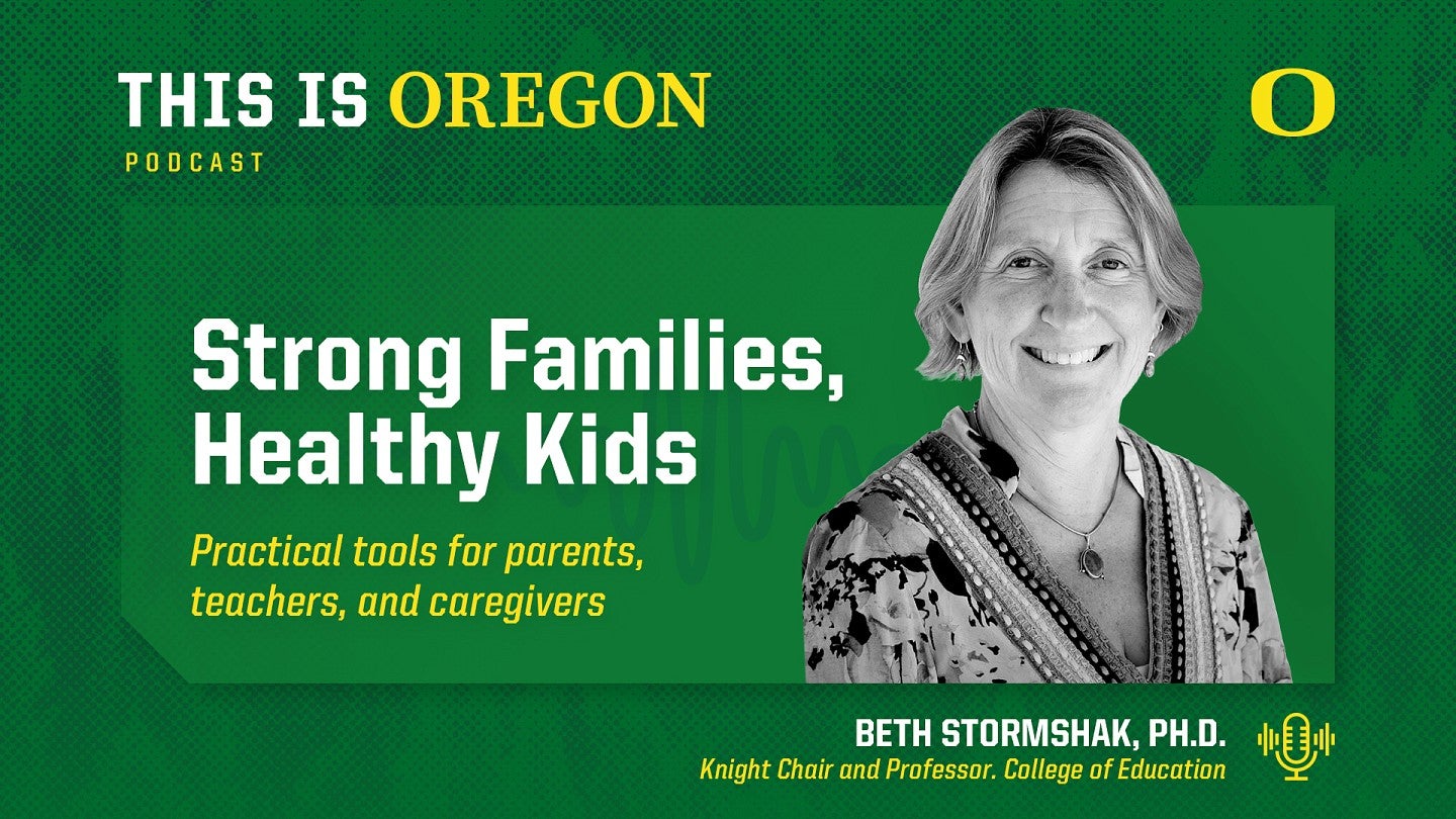 Promotional graphic for This is Oregon Podcast featuring an image of Beth Stormshak