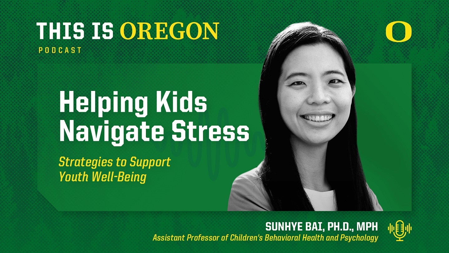 Promotional graphic for This is Oregon Podcast featuring an image of Sunny Bai