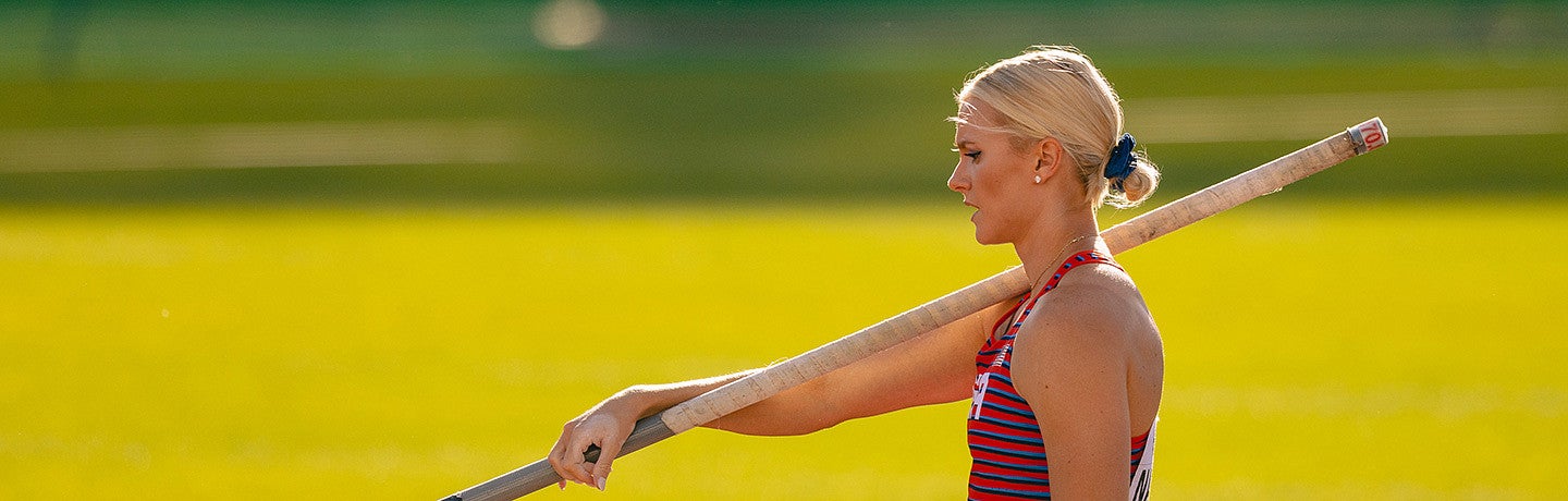 a pole vaulter at a competition