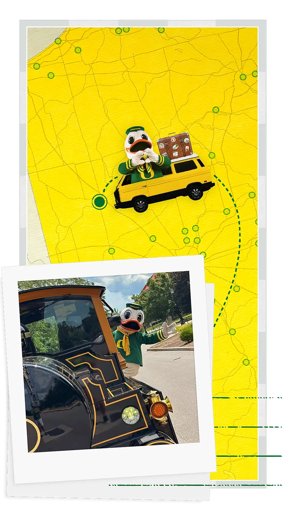 The Oregon Duck on the side of the Boilermaker Special VII, the official Mascot of Purdue University.