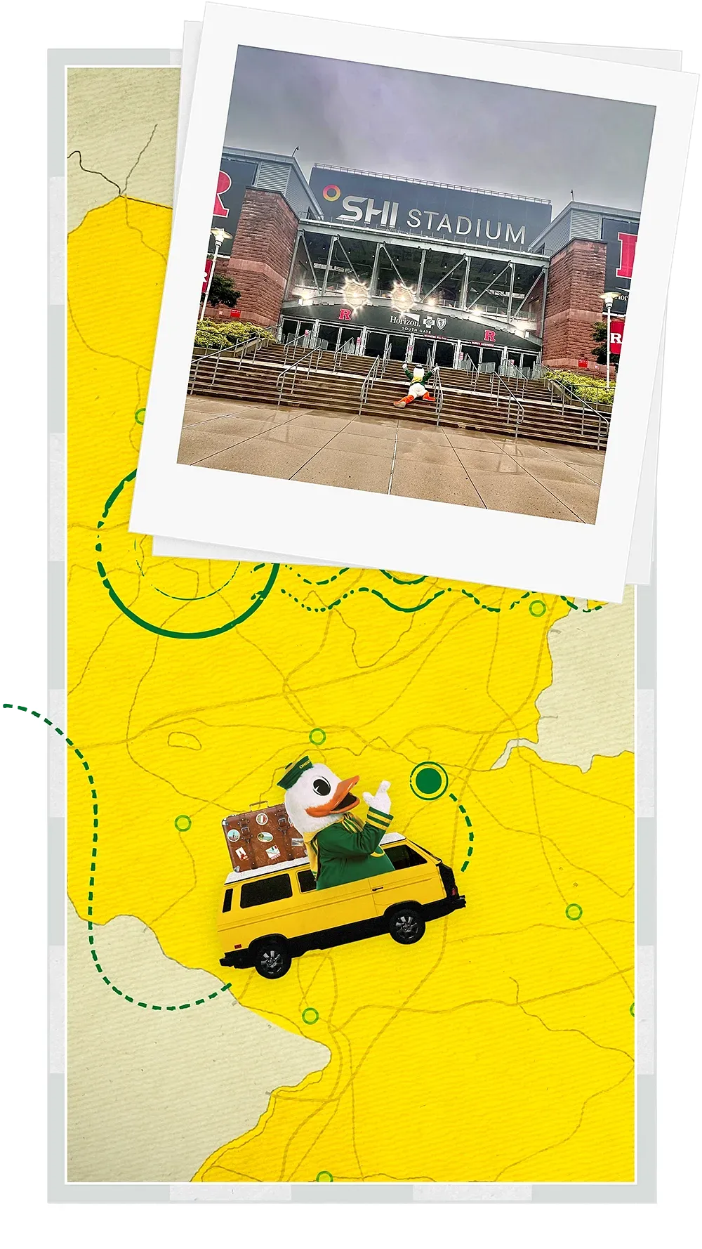 The Oregon Duck Outside Rutgers University football stadium