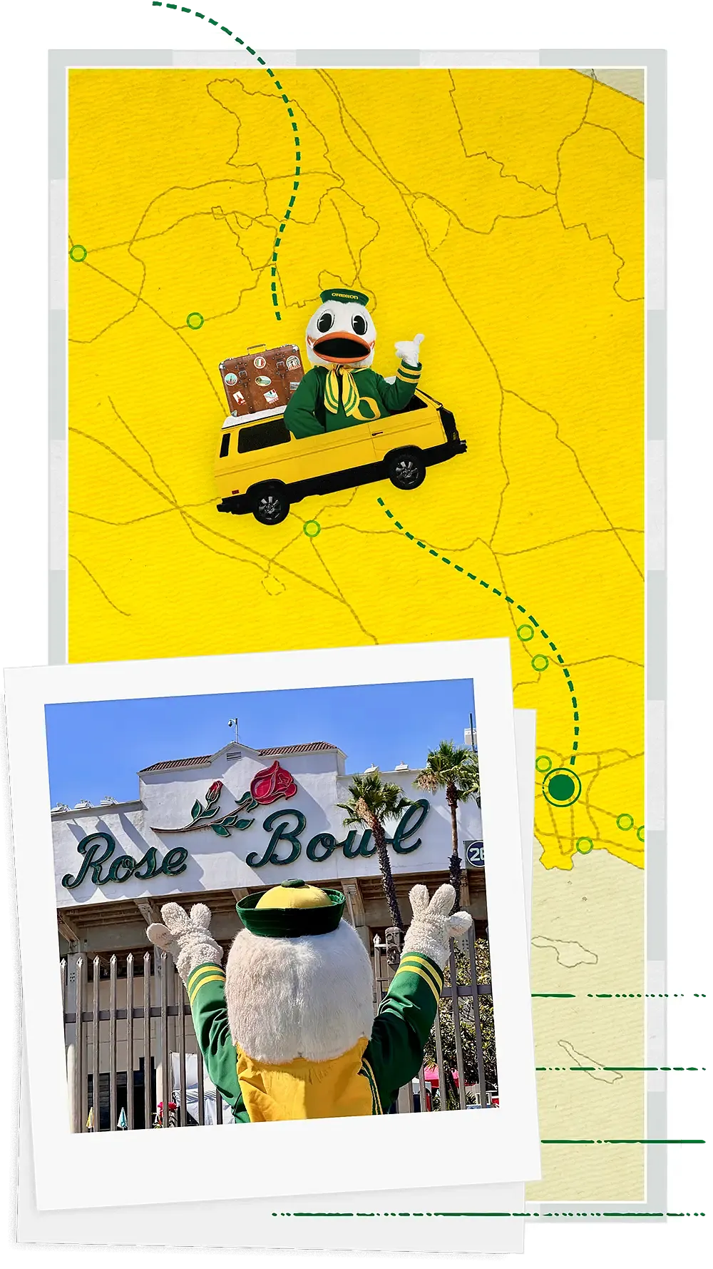 The Oregon Duck outside of UCLA's football stadium