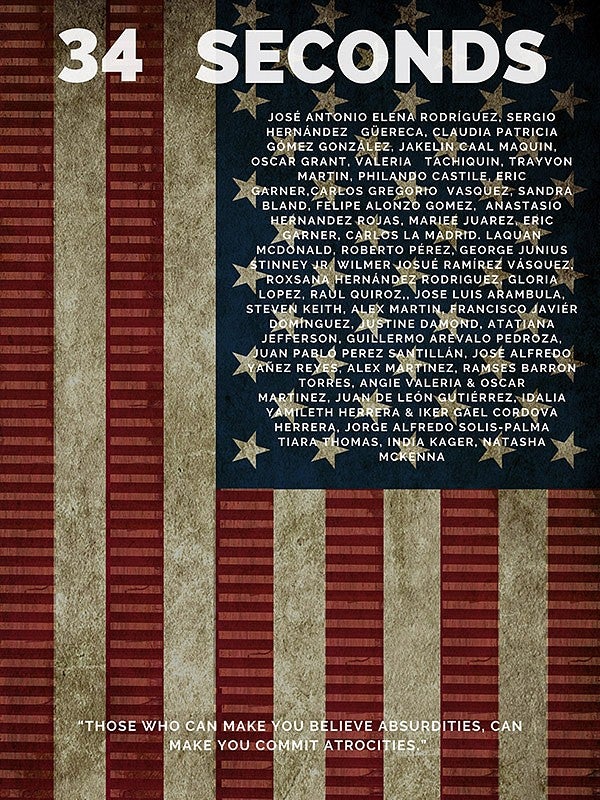 The film documentary poster for "34 Seconds"