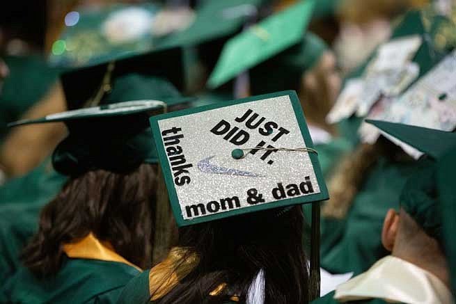 Mortar board that says Just Did It! Thanks mom and dad Mortar board that says Just Did It! Thanks mom and dad