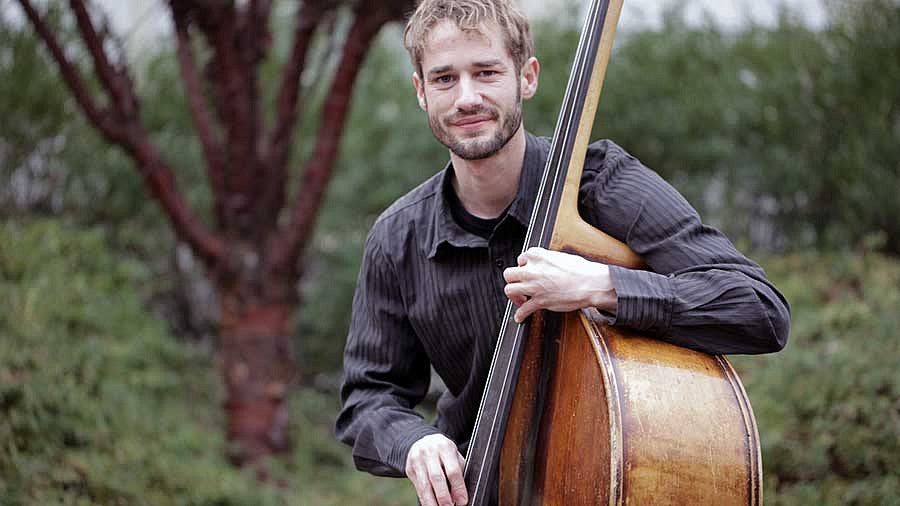 Aaron Nelson with his bass