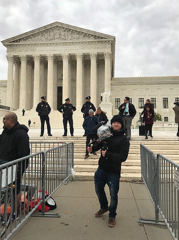 Adam Markle in front of the Supreme Court of the United States. The Supreme Court heard DACA arguments and Hernandez V. Mesa. Sergio Adrián Hernández Güereca was shot and killed by border patrol agent Jesus Mesa Jr. Adam Markle in front of the Supreme Court of the United States.