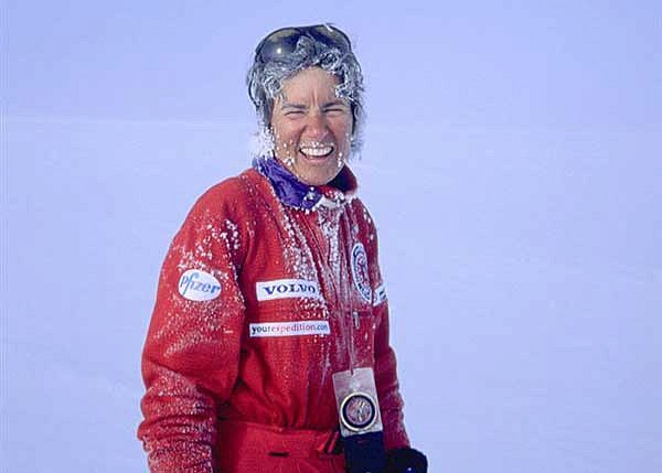 Ann Bancroft covered in ice and snow