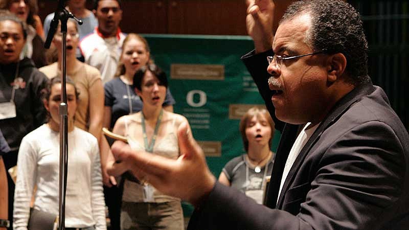 Stangeland Family Youth Choral Academy Director Anton Armstrong conducting students in a rehearsal during the academy