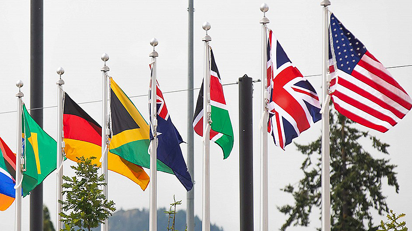 Flags outside of Hayward Field