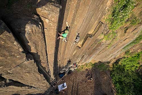 Students rock climbing on Skinner Butte