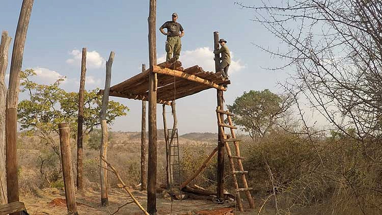 Jess Kokkeler in the almost completed lookout tower