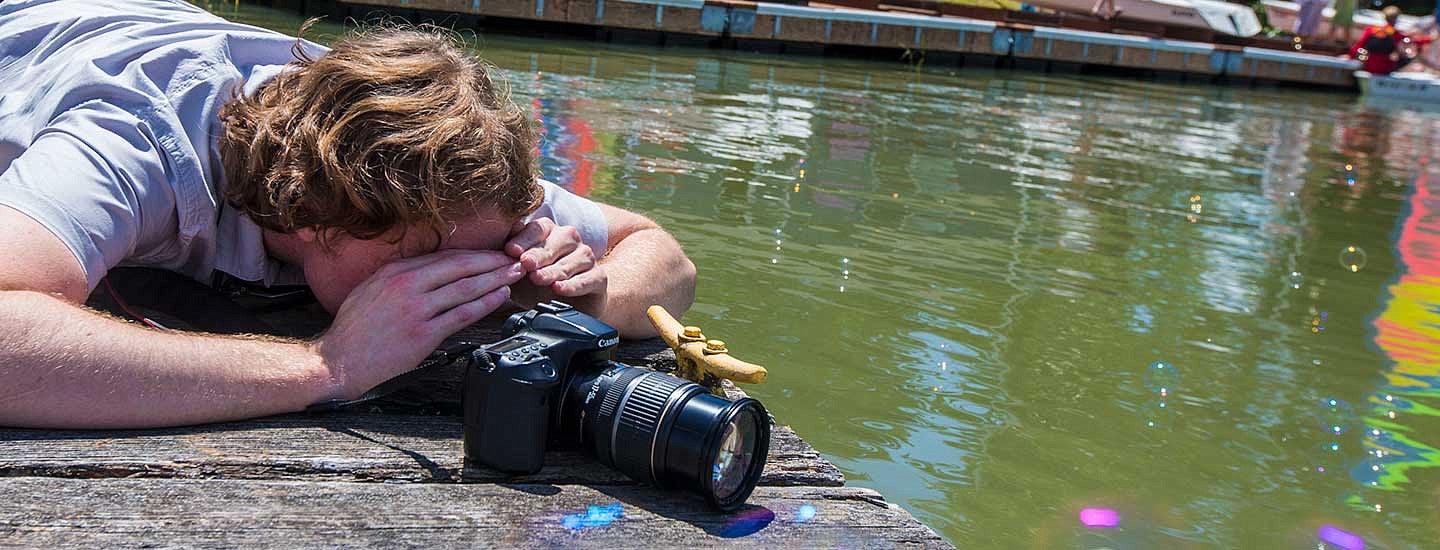 August Frank photographing the water