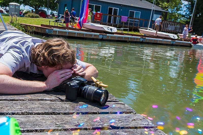 August Frank photographing the water