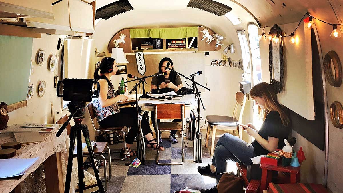 Grad students working in the Airstream