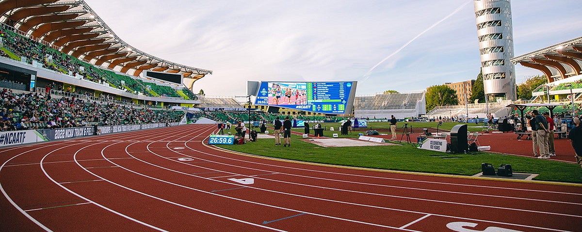 Hayward Field, day 1 of the 2022 NCAA track and field trials