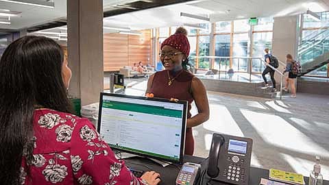 Working at the information desk