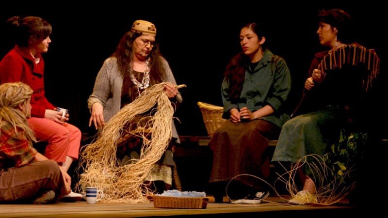 Marta Clifford with student actors in 'Salmon is Everything'