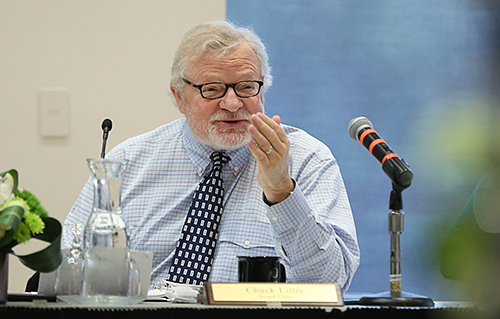 Chuck Lillis speaks to the Board of Trustees