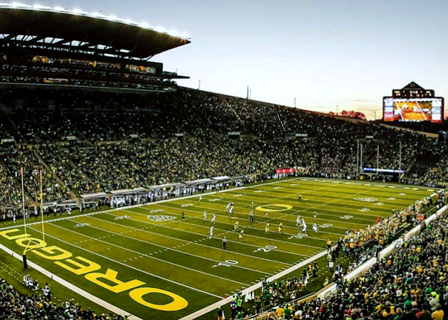 Autzen Stadium at twilight