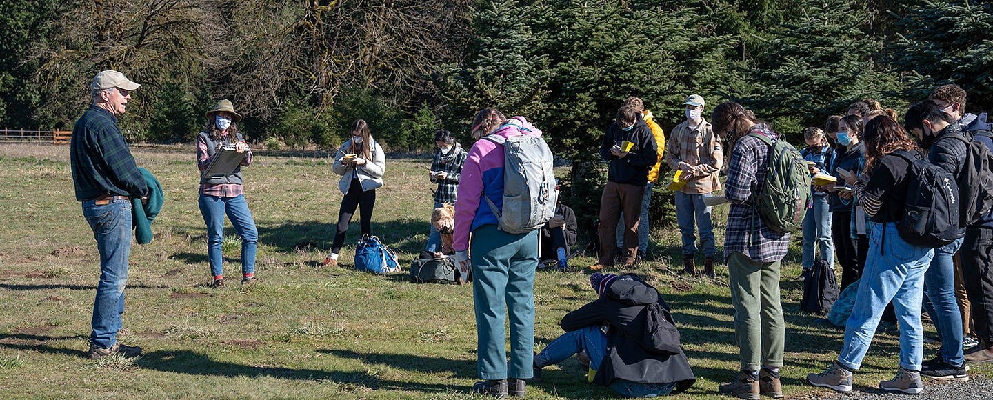 Students in a group outside