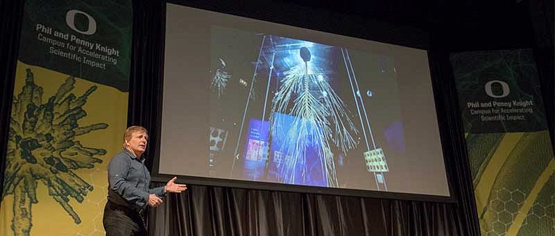 David McCormick delivers a talk on Mind, Brain and Reality at the Science Knight Out event on Tuesday, April 17, 2018