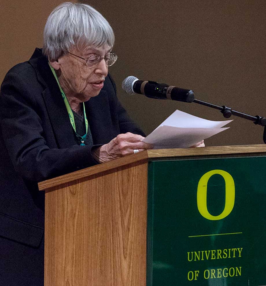 Ursula Le Guin speaking at the James Tiptree Jr. Symposium