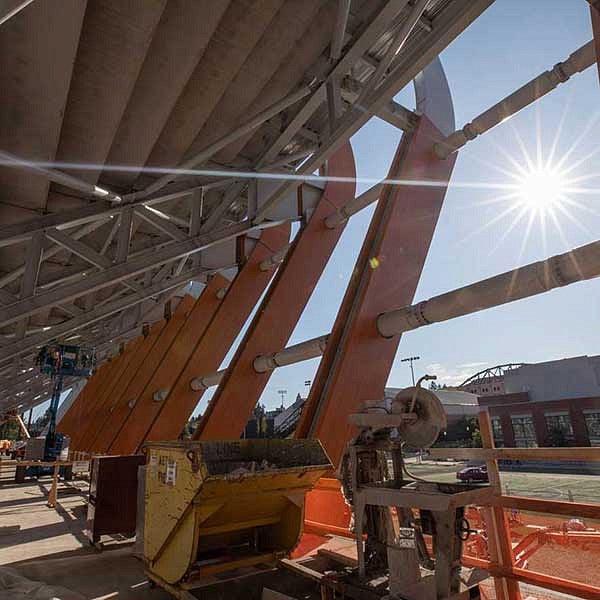 Hayward Field under construction