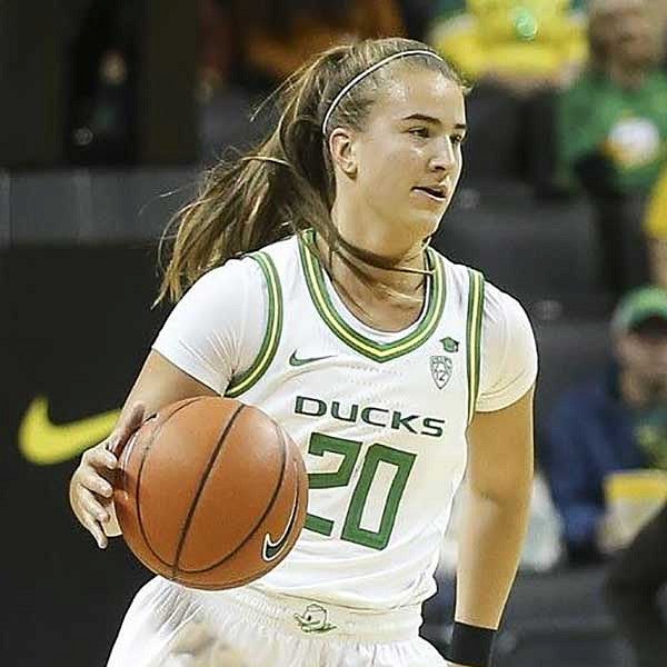 Sabrina Ionescu dribbling a basketball