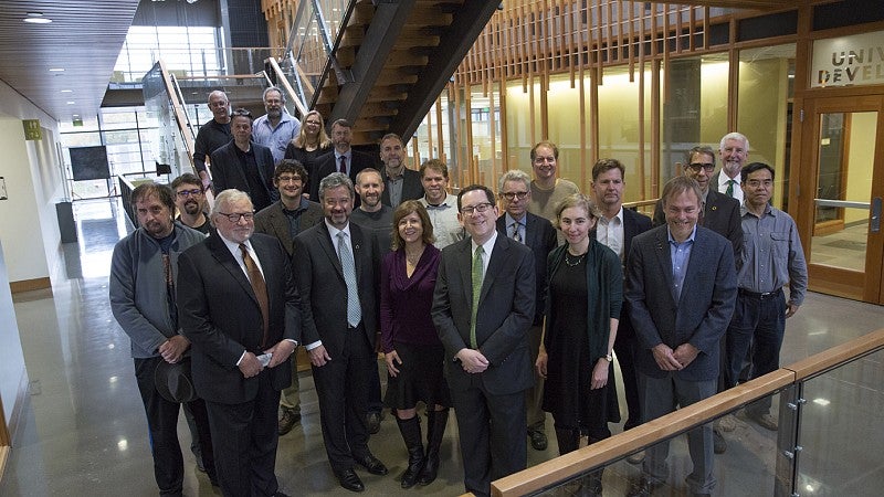 Group photo of team that helped secure Knight gift