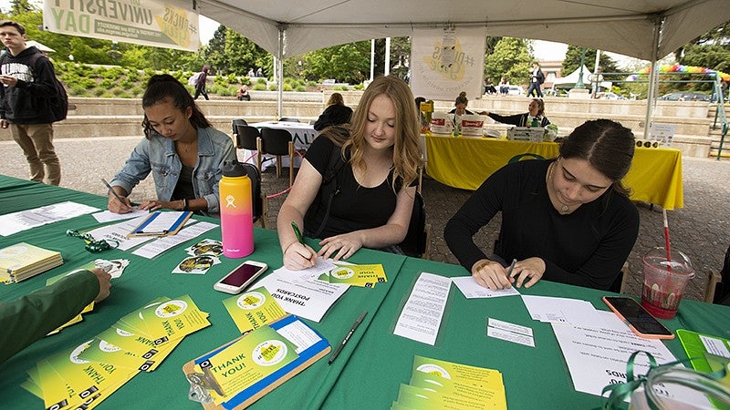 Students writing thank-you cards