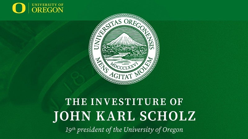 Investiture of President Karl Scholz with University of Oregon great seal