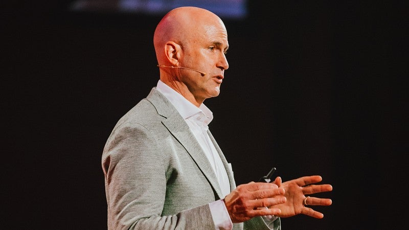 Robert Guldberg on stage during TEDx talk