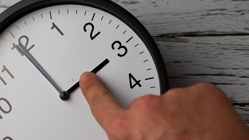 Photo of a person moving clock hands back