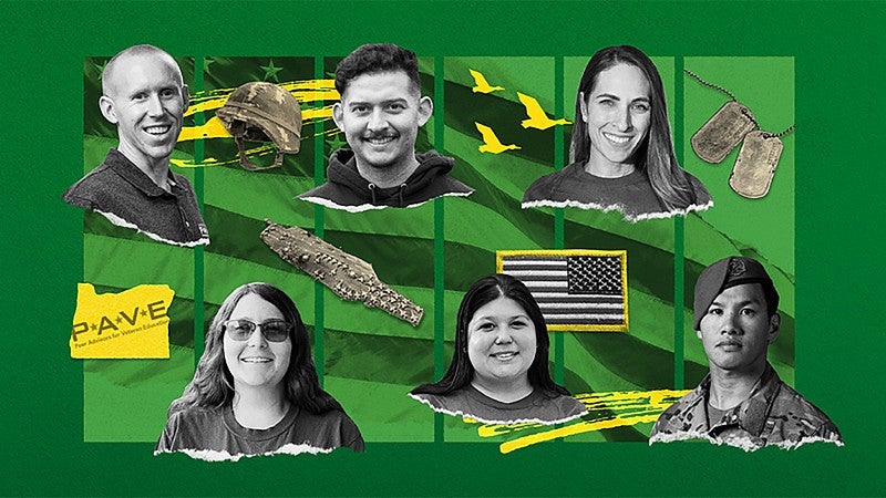 Collage of UO student veteran photos